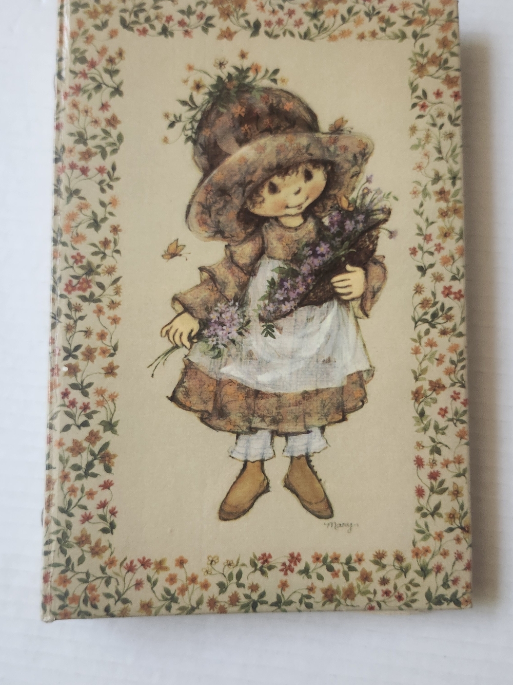 Vintage Floral Girl Journal - Beige Brown Illustration